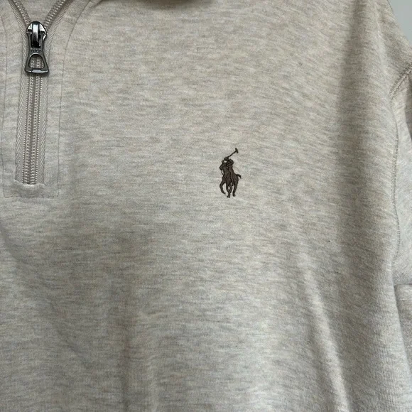 Polo by Ralph Lauren Light Beige Heather soft Quarter-Zip Sweater - Picture 2 of 6